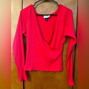 Universal Thread long sleeve cropped shirt. Red. Medium